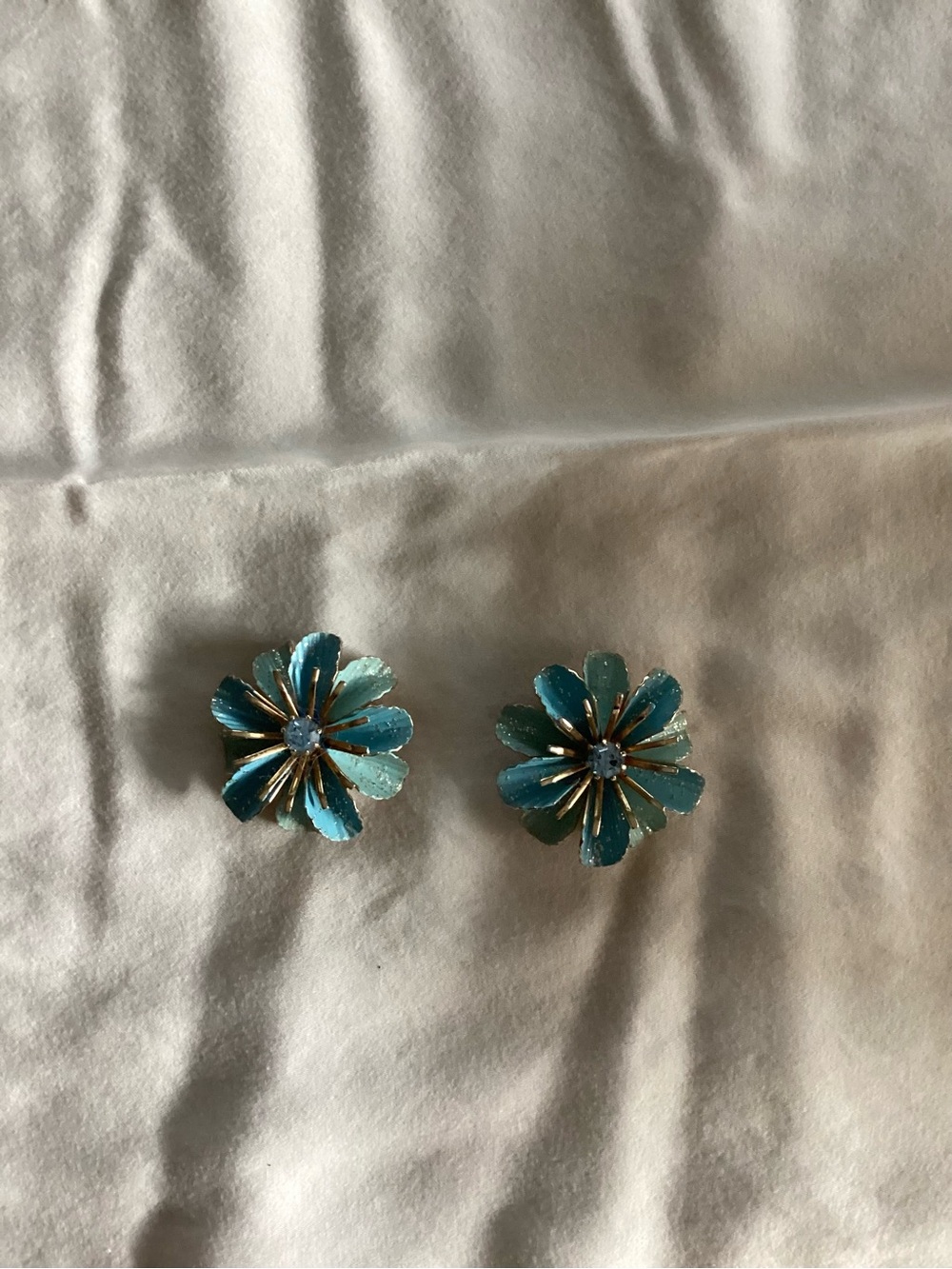 Turquoise Floral Statement Clip-On Earrings